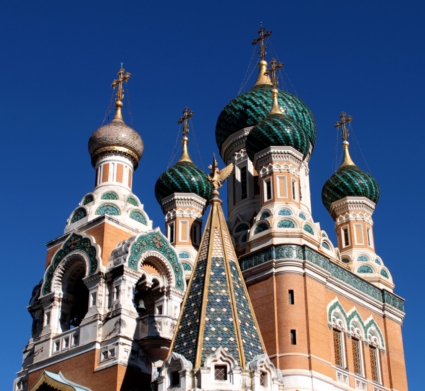 domes de la cathédrale orthodoxe russe à Nice